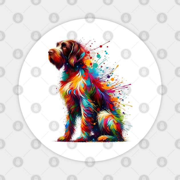 Vibrant Splash Art German Wirehaired Pointer Portrait Magnet by ArtRUs